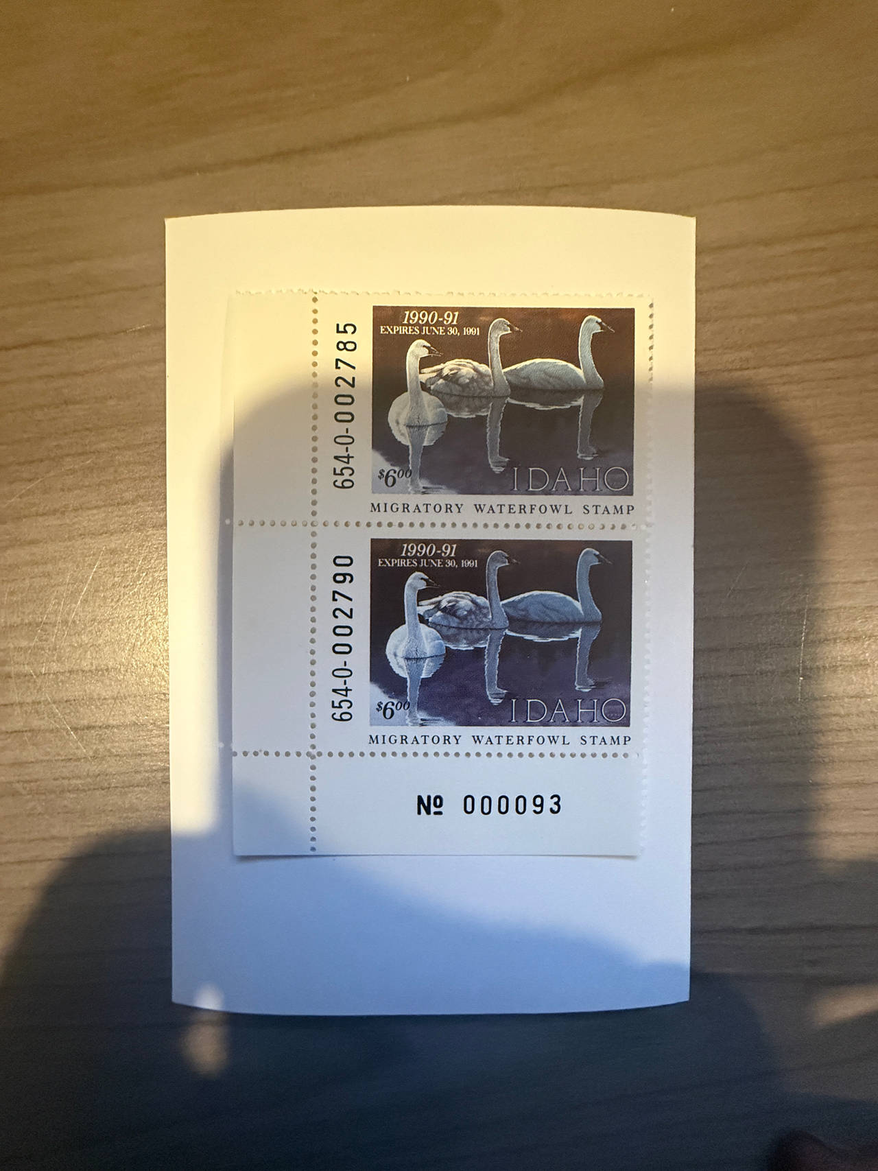 1990-91 Idaho Migratory Waterfowl Stamp Pair sequential!
