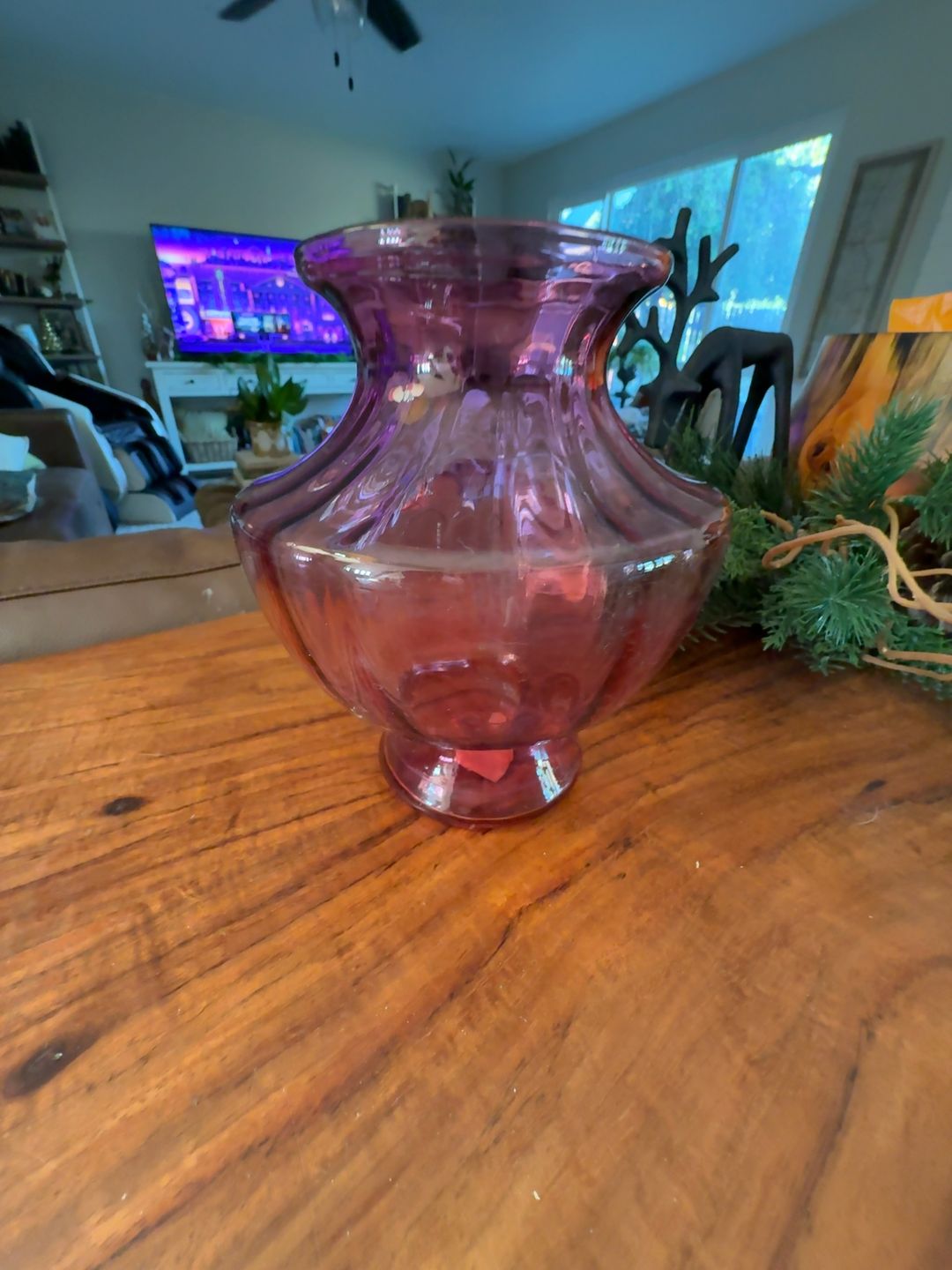 Pilgrim Cranberry Red Optic Glass Vase