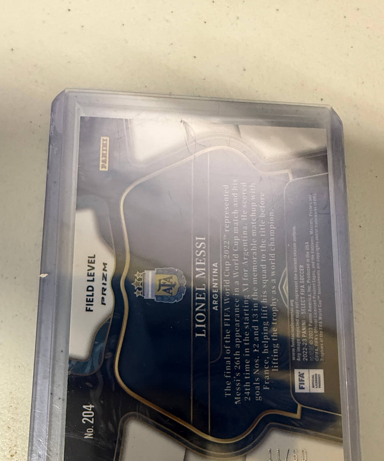 2022-23 Panini Select FIFA Soccer Lionel Messi Field Level Prizm /60 #204