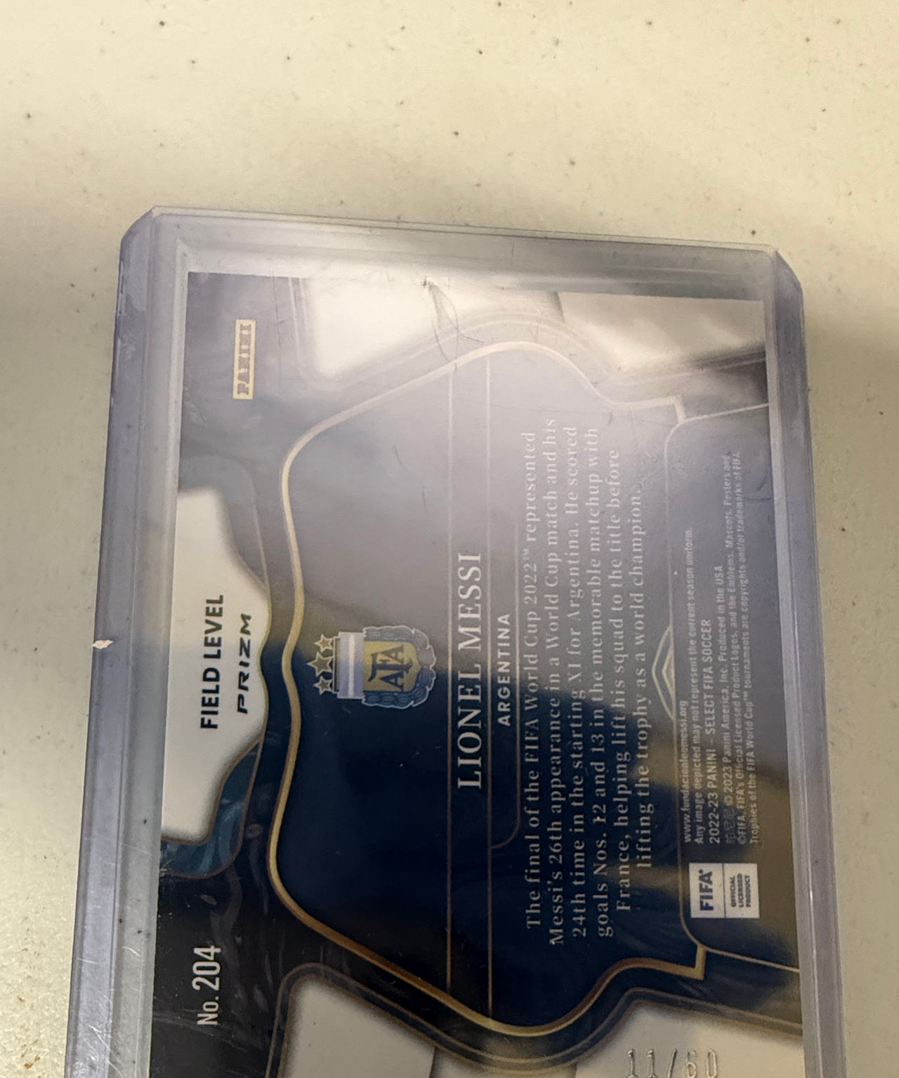 2022-23 Panini Select FIFA Soccer Lionel Messi Field Level Prizm /60 #204