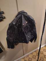 Vintage Fringe Leather Biker Jacket with Conchos - Image 2