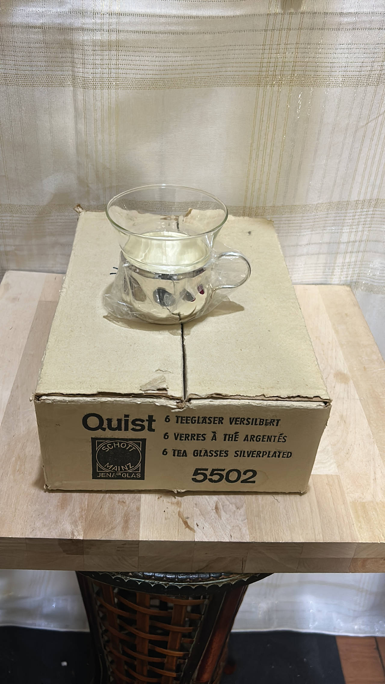 Quist Schott Mainz Jenaer Glas Silverplated Tea Glasses Set of 6