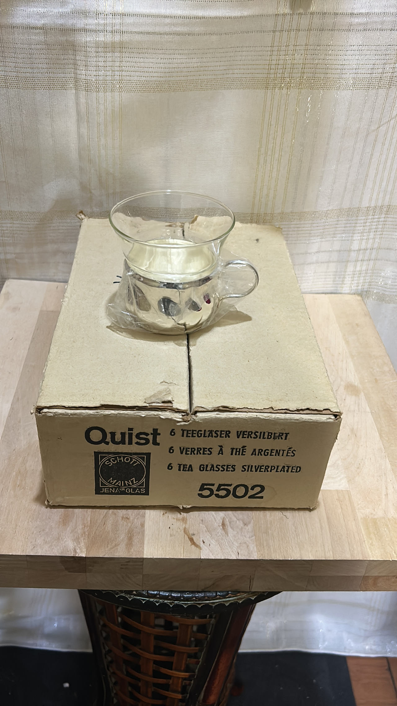 Quist Schott Mainz Jenaer Glas Silverplated Tea Glasses Set of 6