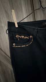 Unique Caché Black Jeans with leopard trim! Pants Size 6 - Image 3