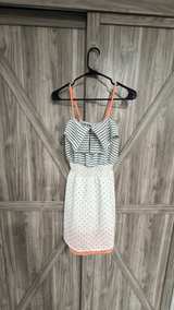 Xhilaration Striped and Polka Dot Dress small orange black white - Image 2