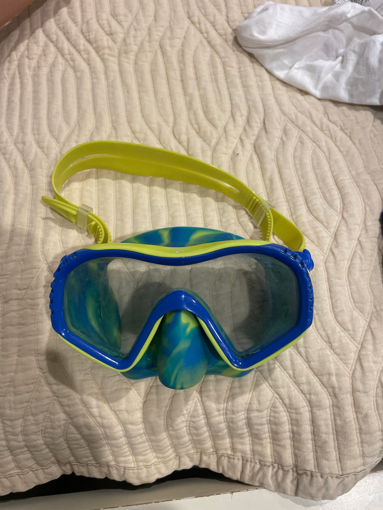 Youth Snorkel Mask Blue and Yellow Swirl