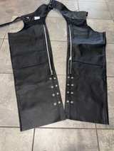 VIKING CYCLE XXL Leather Motorcycle Riding Chaps Black Large 2XL - Image 7