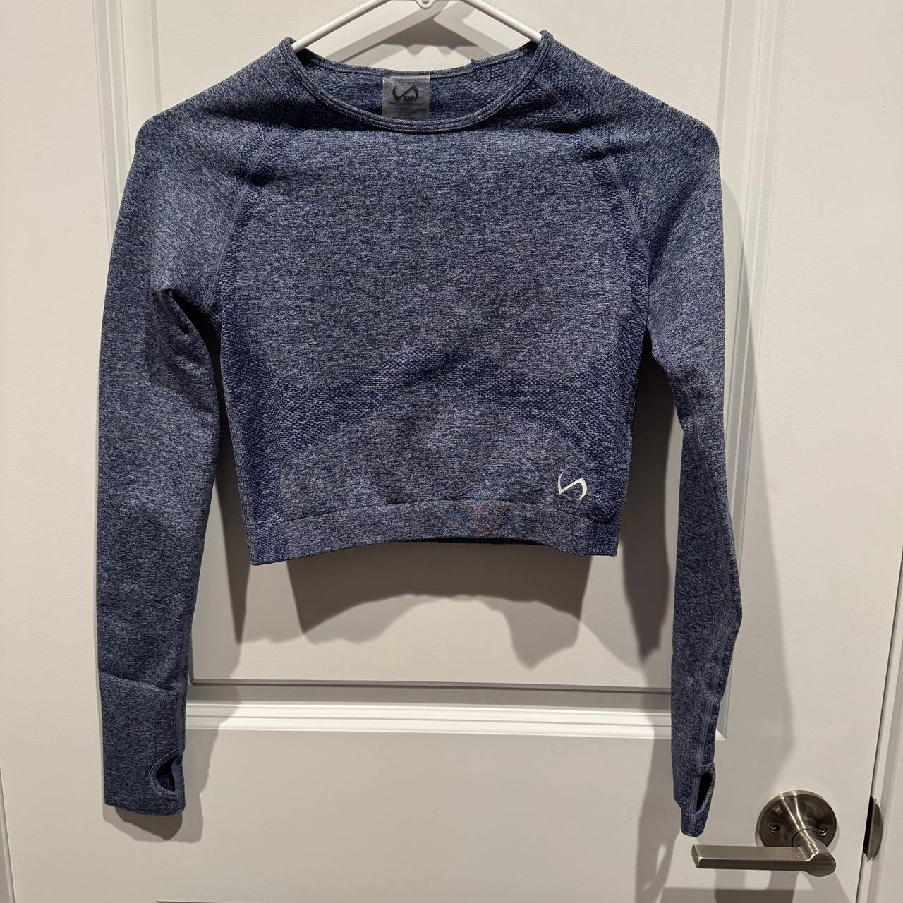 TLF Seamless Long Sleeve Crop Top blue size small