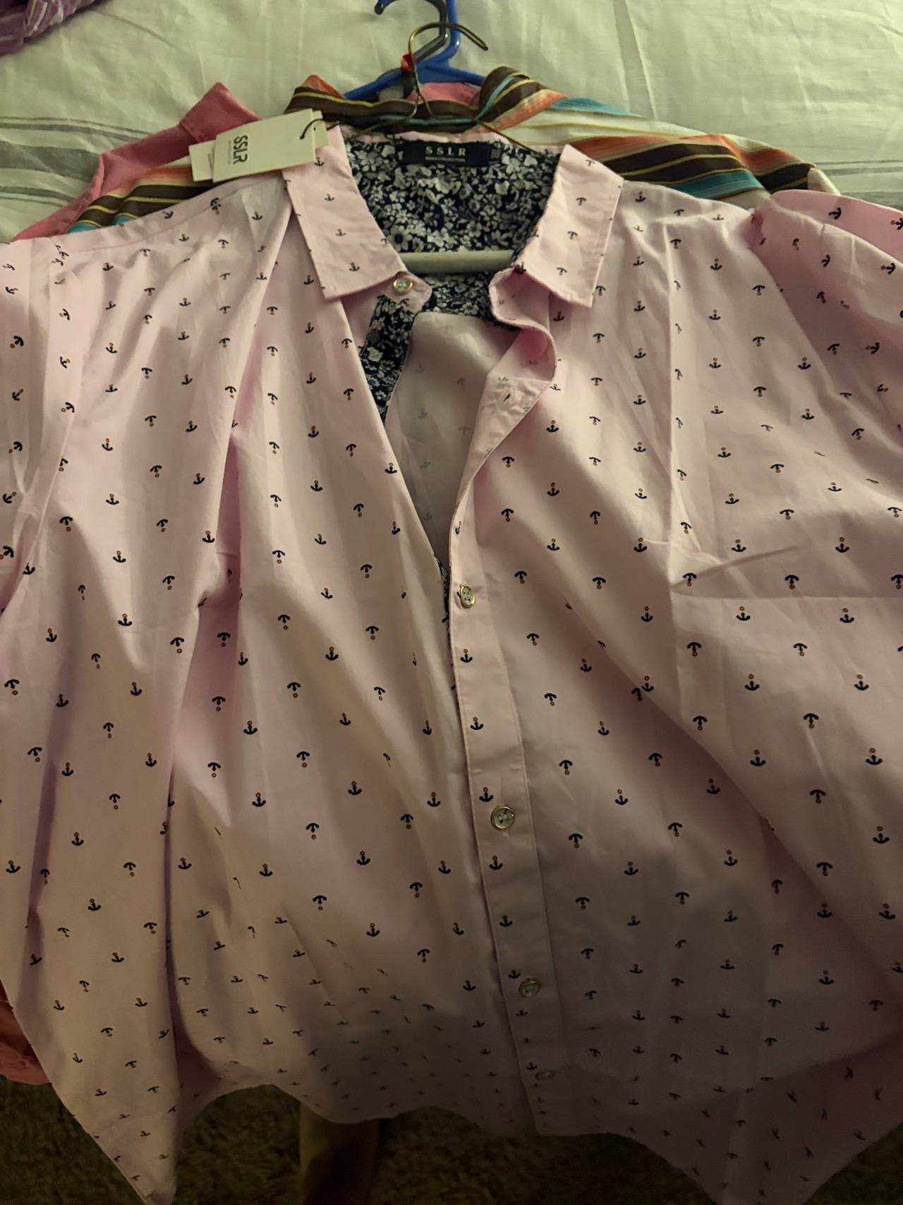 SSLR Men's Anchor Print Short Sleeve Shirt - XXL