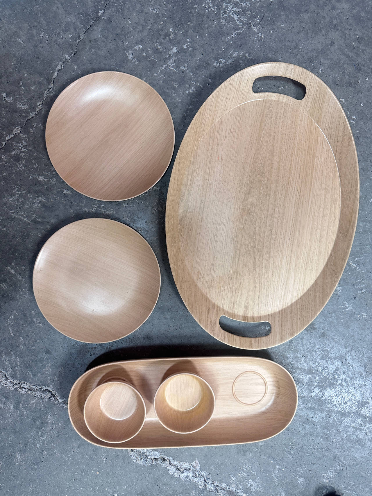 Bamboo Serving Tray and Plate Set