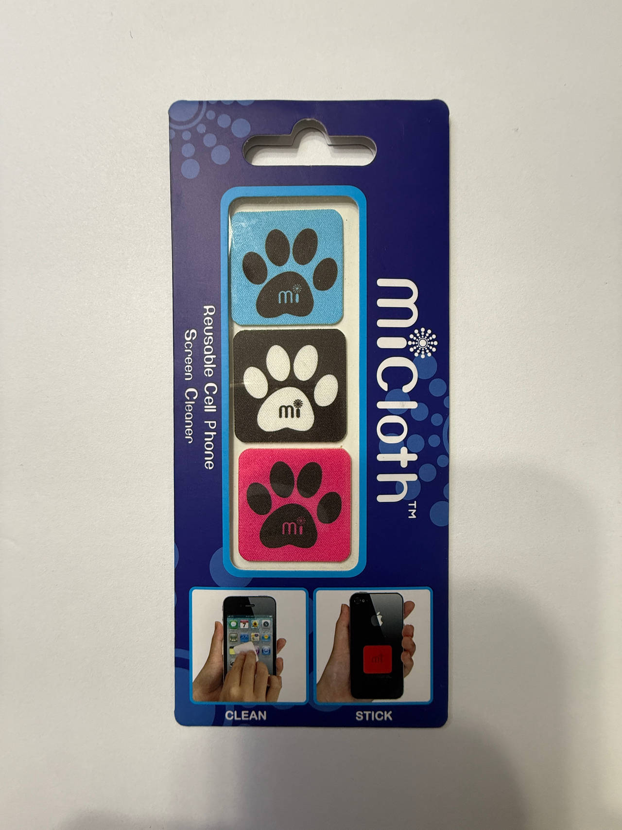 miCloth Reusable Cell Phone Screen Cleaner Paw Print 3-Pack