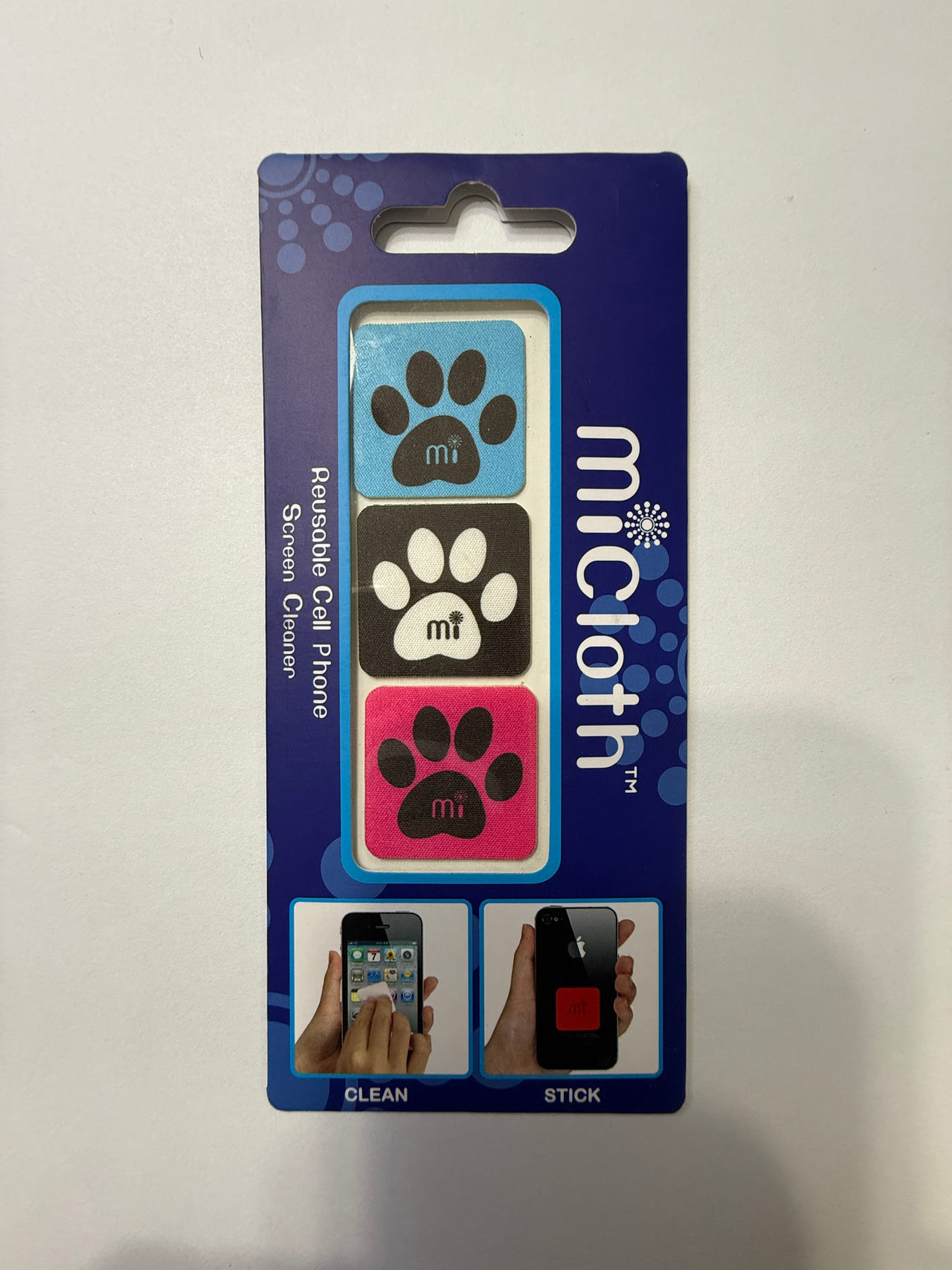 miCloth Reusable Cell Phone Screen Cleaner Paw Print 3-Pack