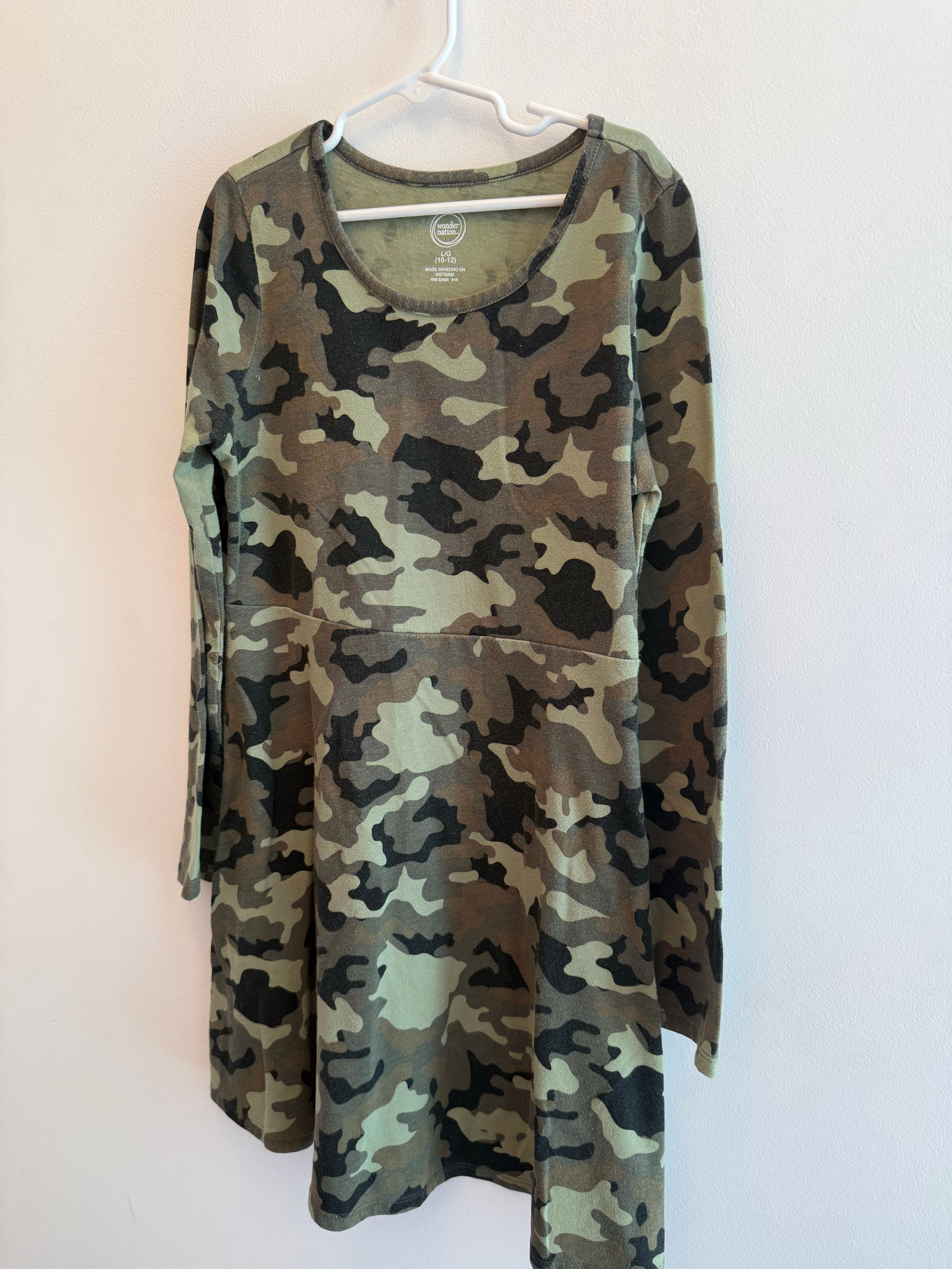 Wonder Nation Girls Long Sleeve Camo Dress