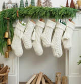 STEO SPCE 6 Pack Vintage Knit Christmas Stockings – White Beige Apricot Rustic - Image 7