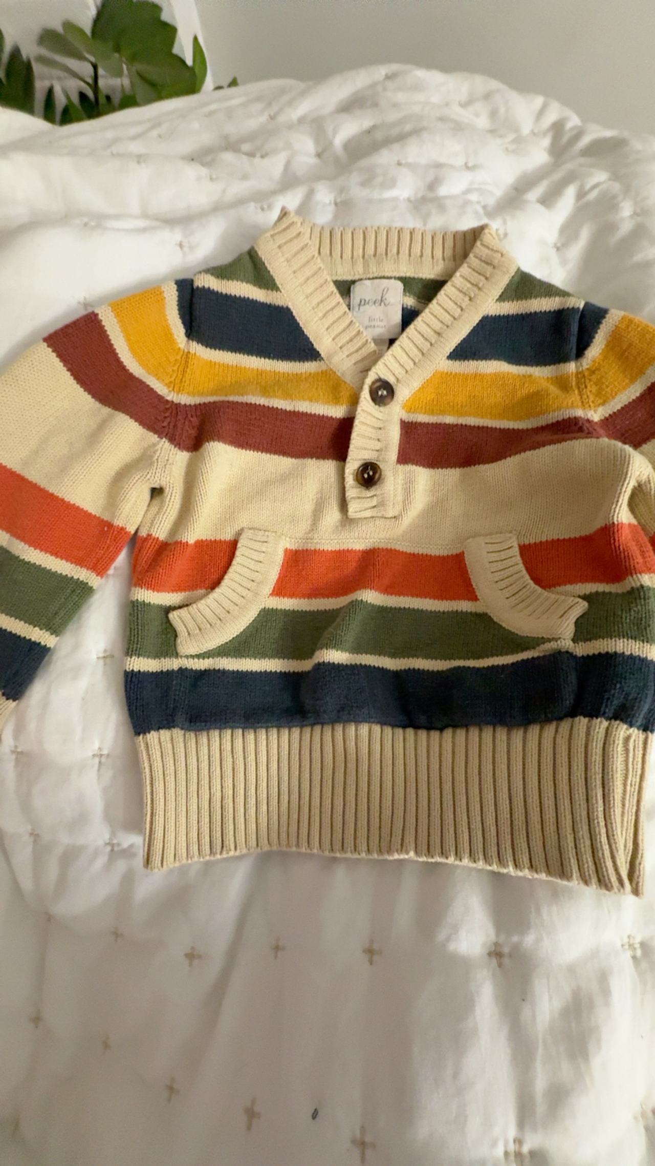 Peek…little peanut Baby Boy Striped Knit Pullover Sweater: size 1 (12-18m)