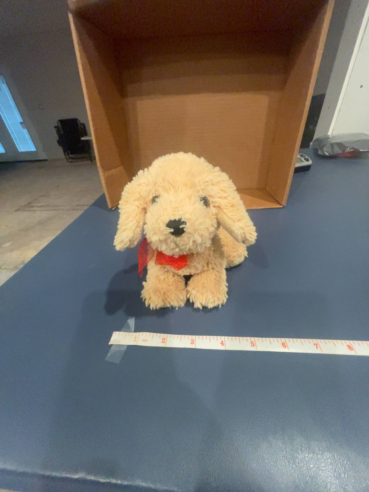 TY Golden Labrador Retriever Plush with Red Plaid Bow