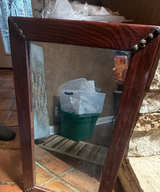Rustic Wood Framed Wall Mirror with Metal Studs - Image 2