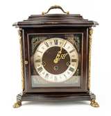 Vintage Franz Hermle & Sons Germany mantel clock with key and brass feet - Image 1