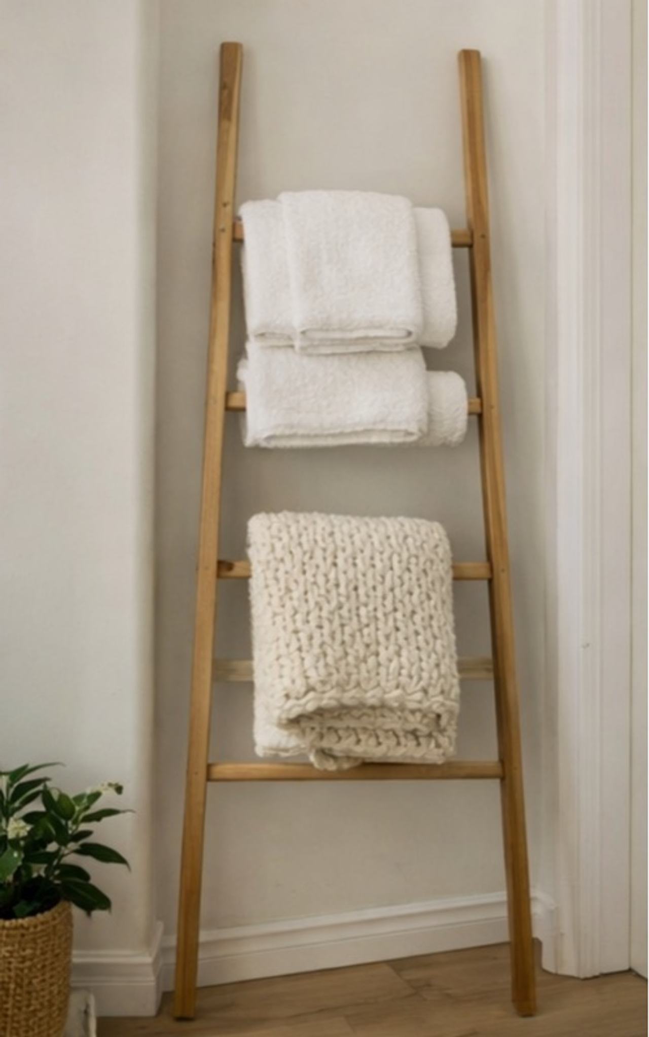 VASAGLE Blanket Ladder 5-Tier Brown Wood