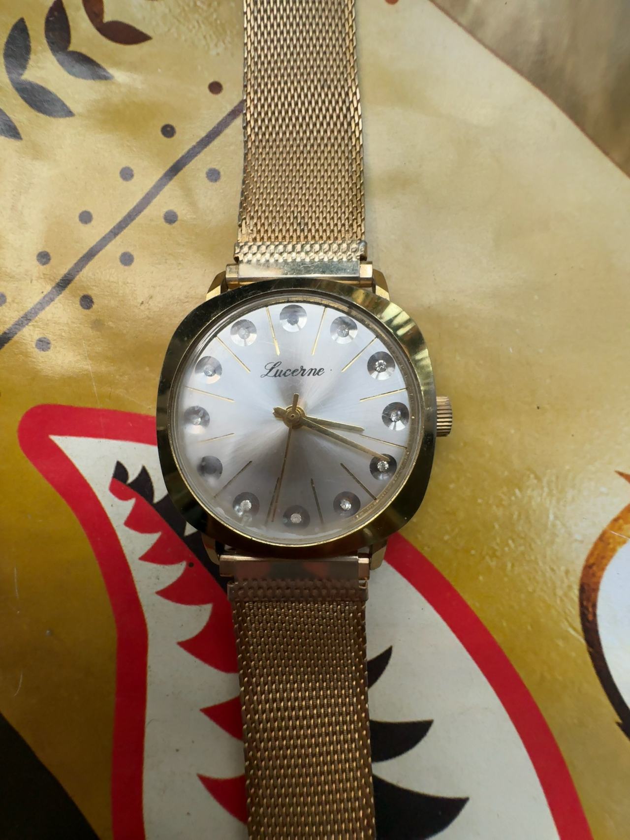 Lucerne Gold Dial Silver Tone Ladies Watch