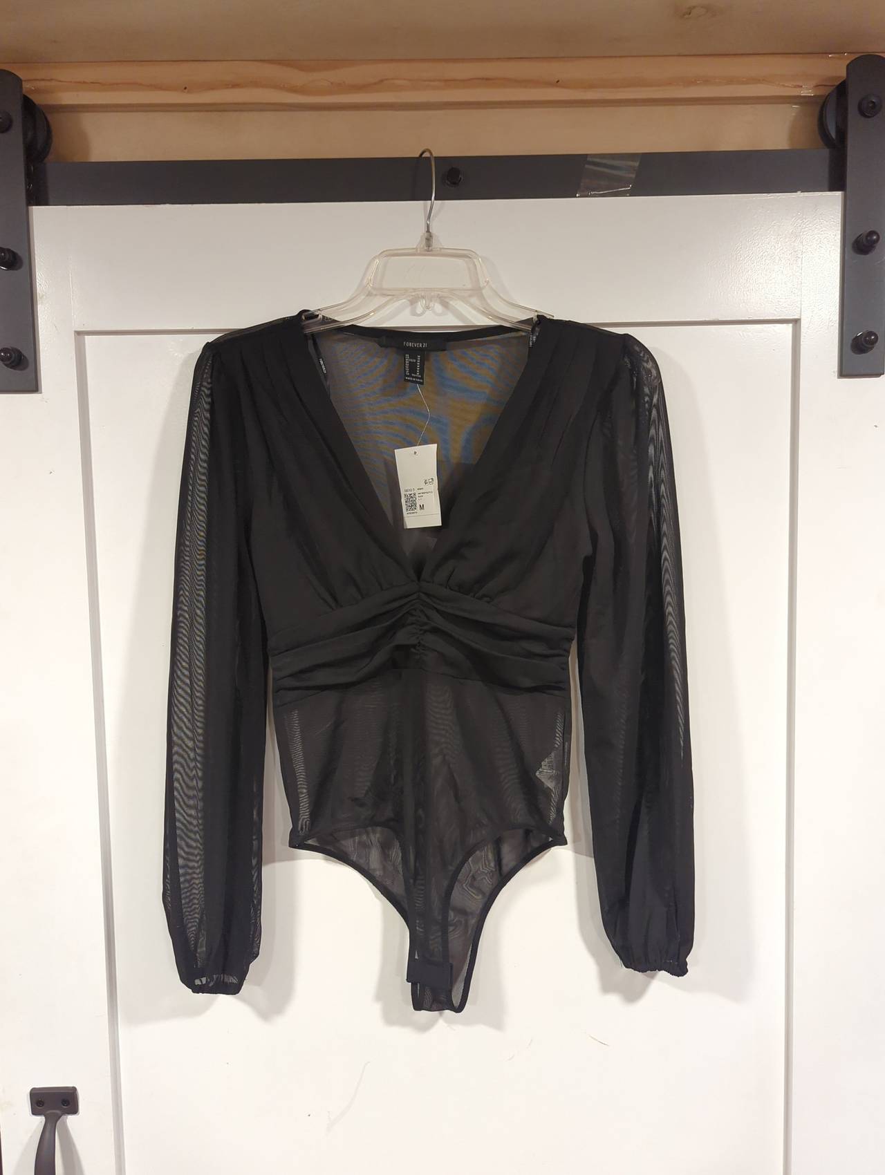 Forever 21 Sheer Mesh Long Sleeve Bodysuit