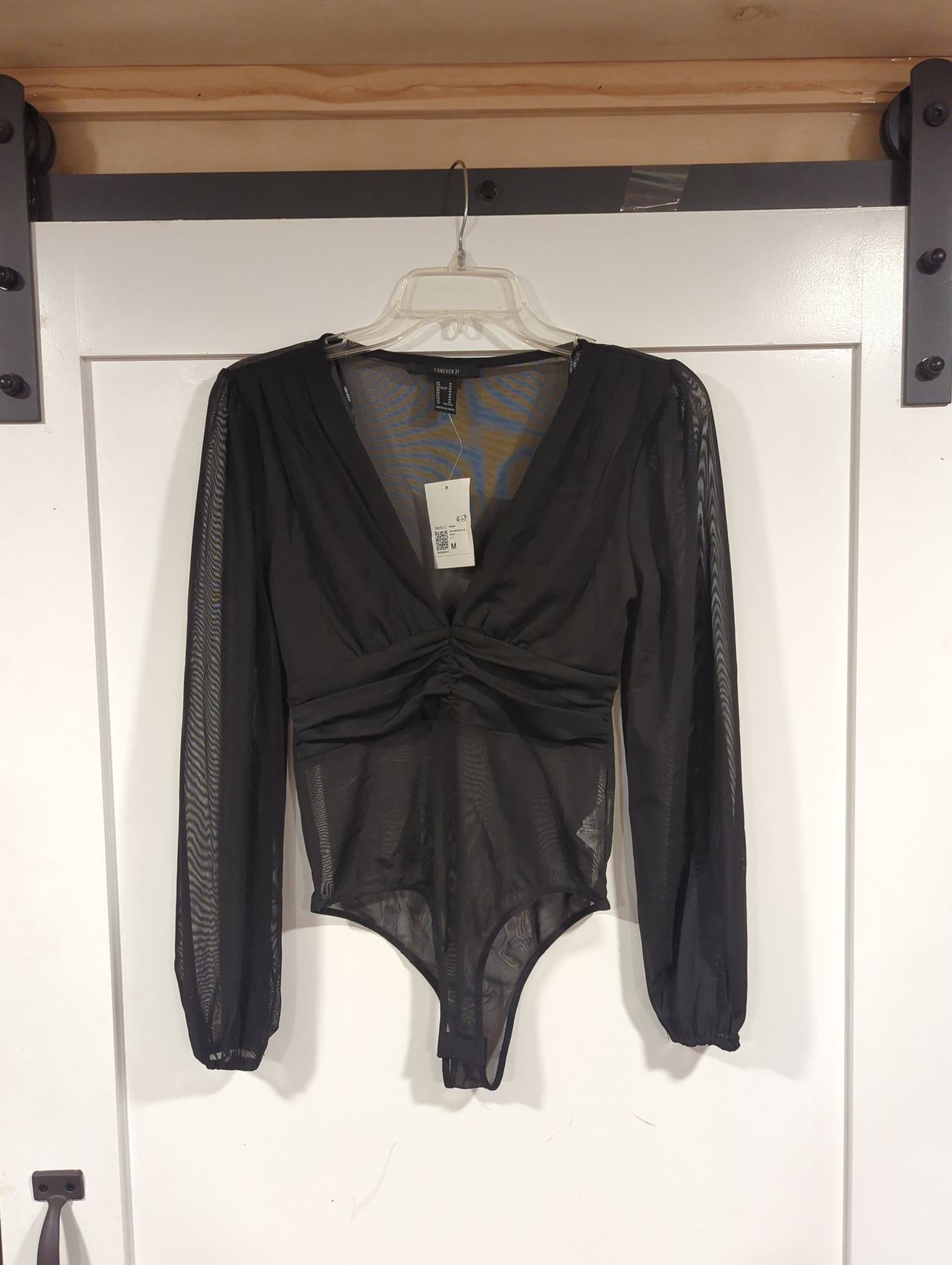 Forever 21 Sheer Mesh Long Sleeve Bodysuit