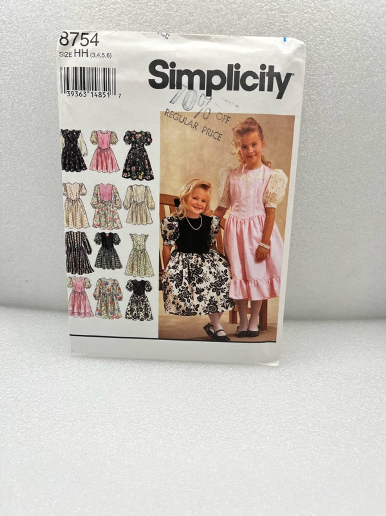 Simplicity Sewing Pattern #8754 Girls Dress Two Lengths