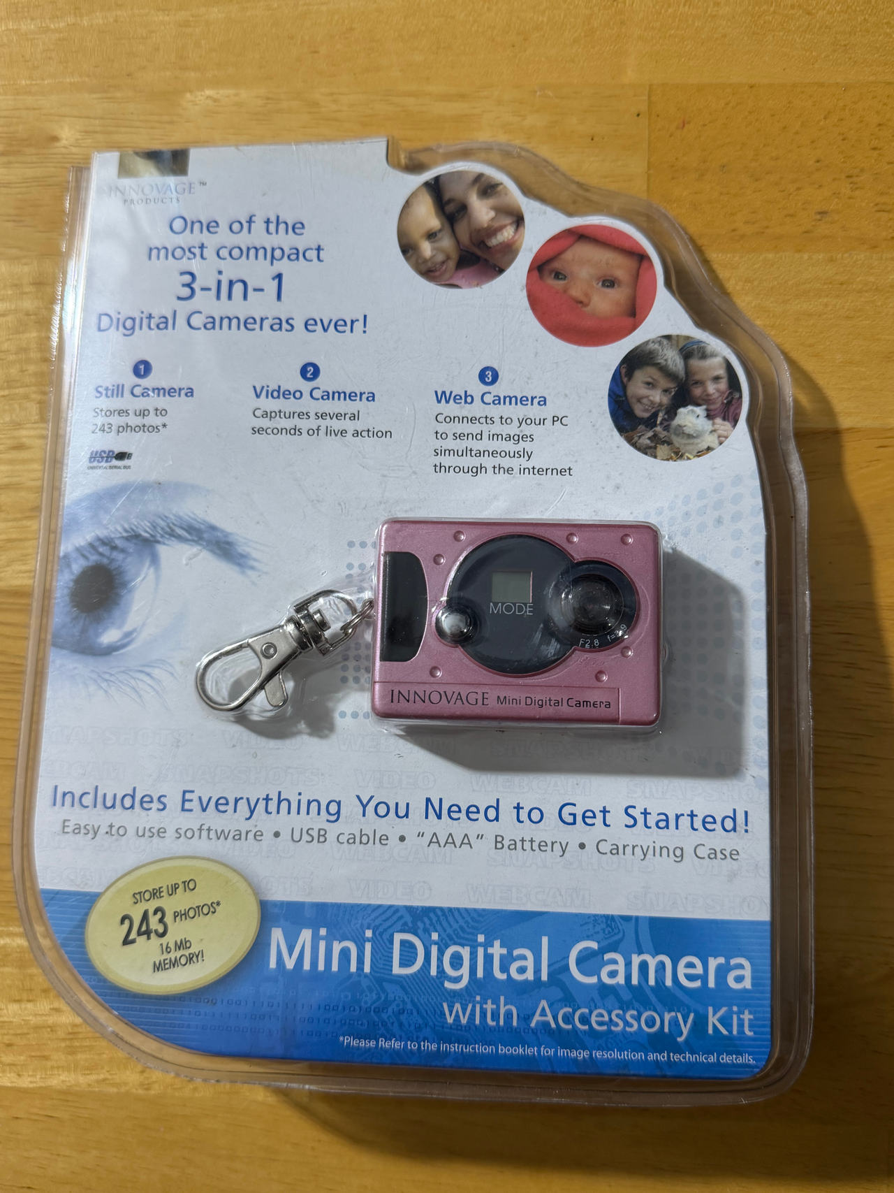 Innovage Mini Digital Camera 3-in-1 Keychain NEW Sealed Y2K Retro Collectible
