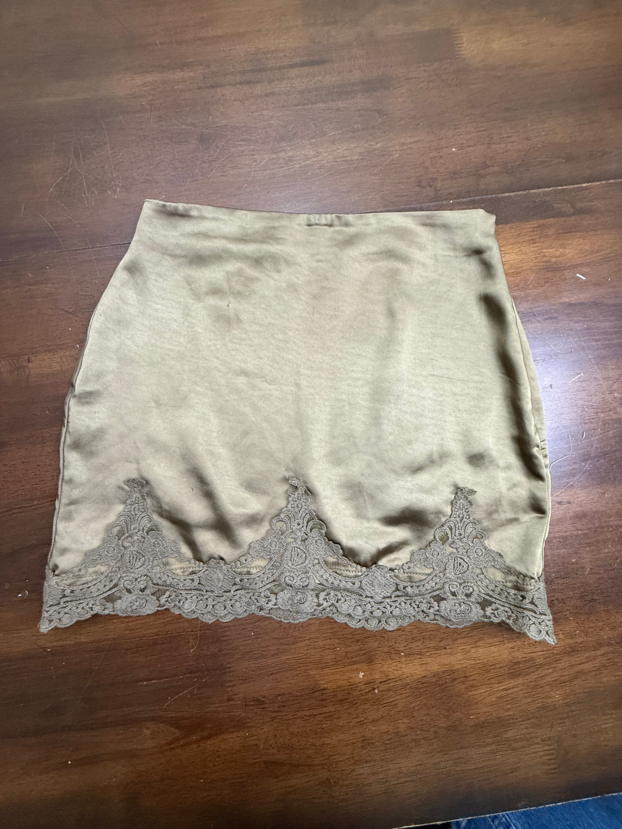 Urban Outfitters Satin Lace Trim Mini Skirt