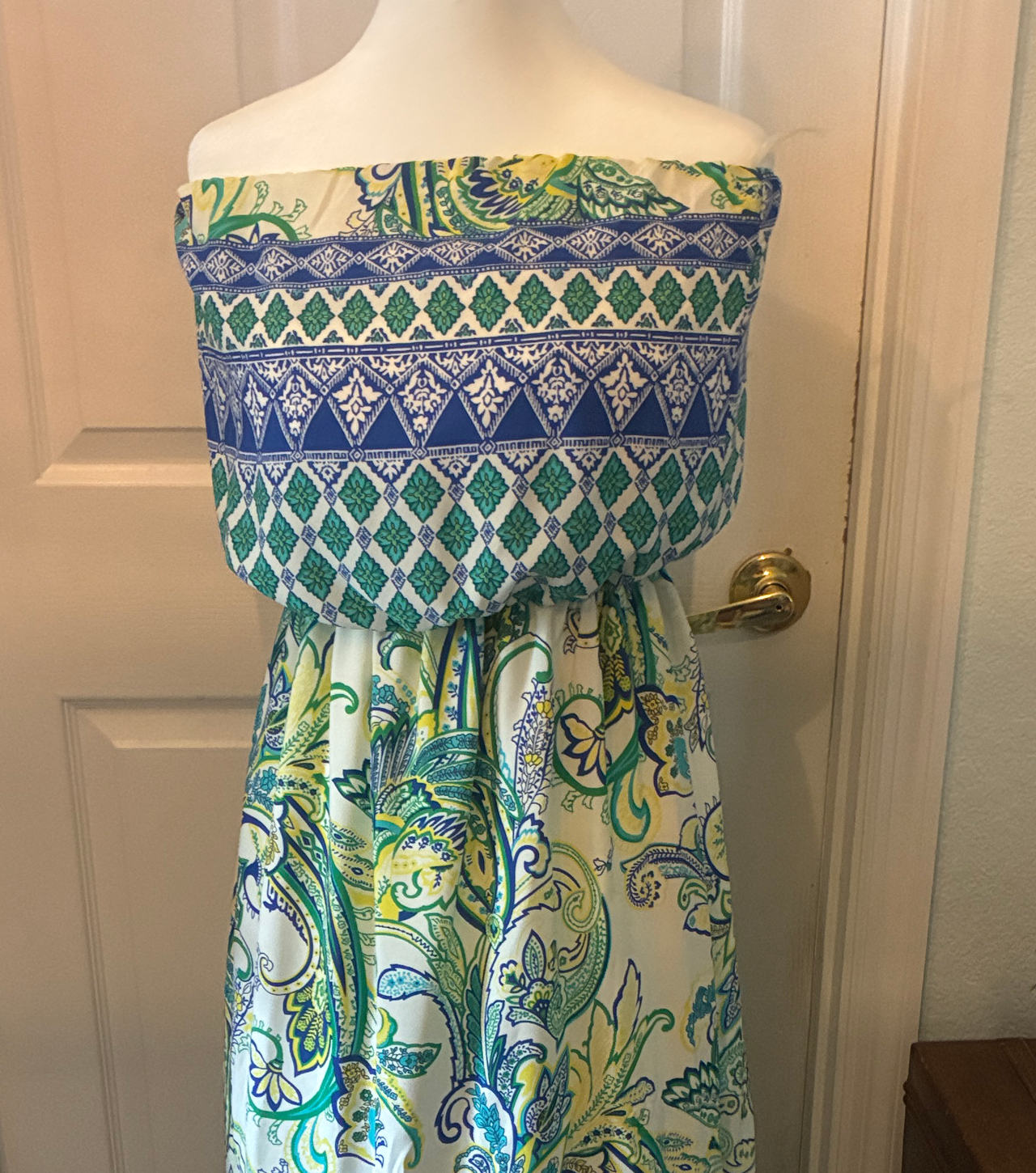 Newberry Custom Strapless Paisley Maxi Dress