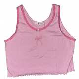 Love & Lazy Days Pink Lace Trim Bow Tank Top - Image 1