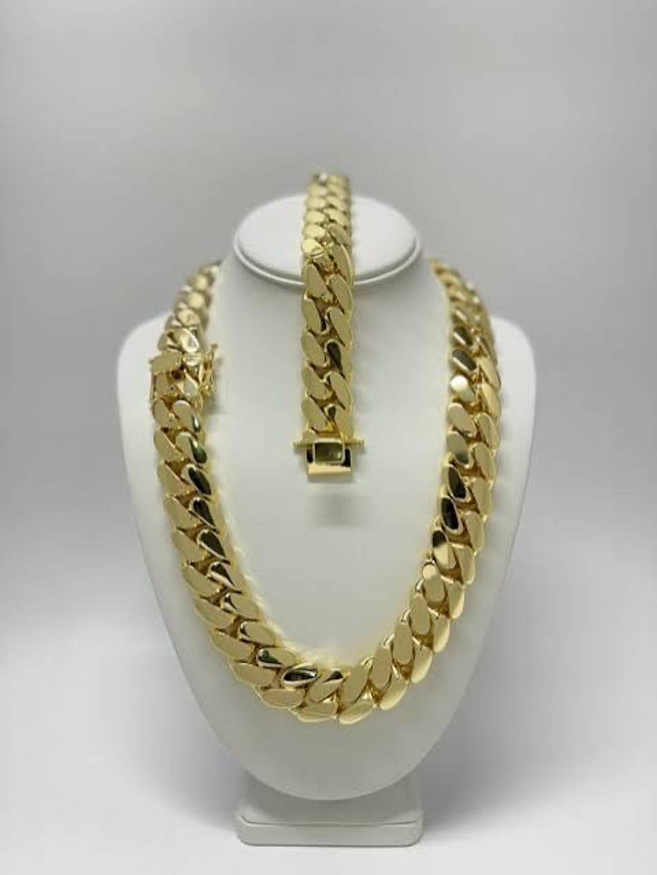 Miami Cuban Link Chain and Bracelet Set
