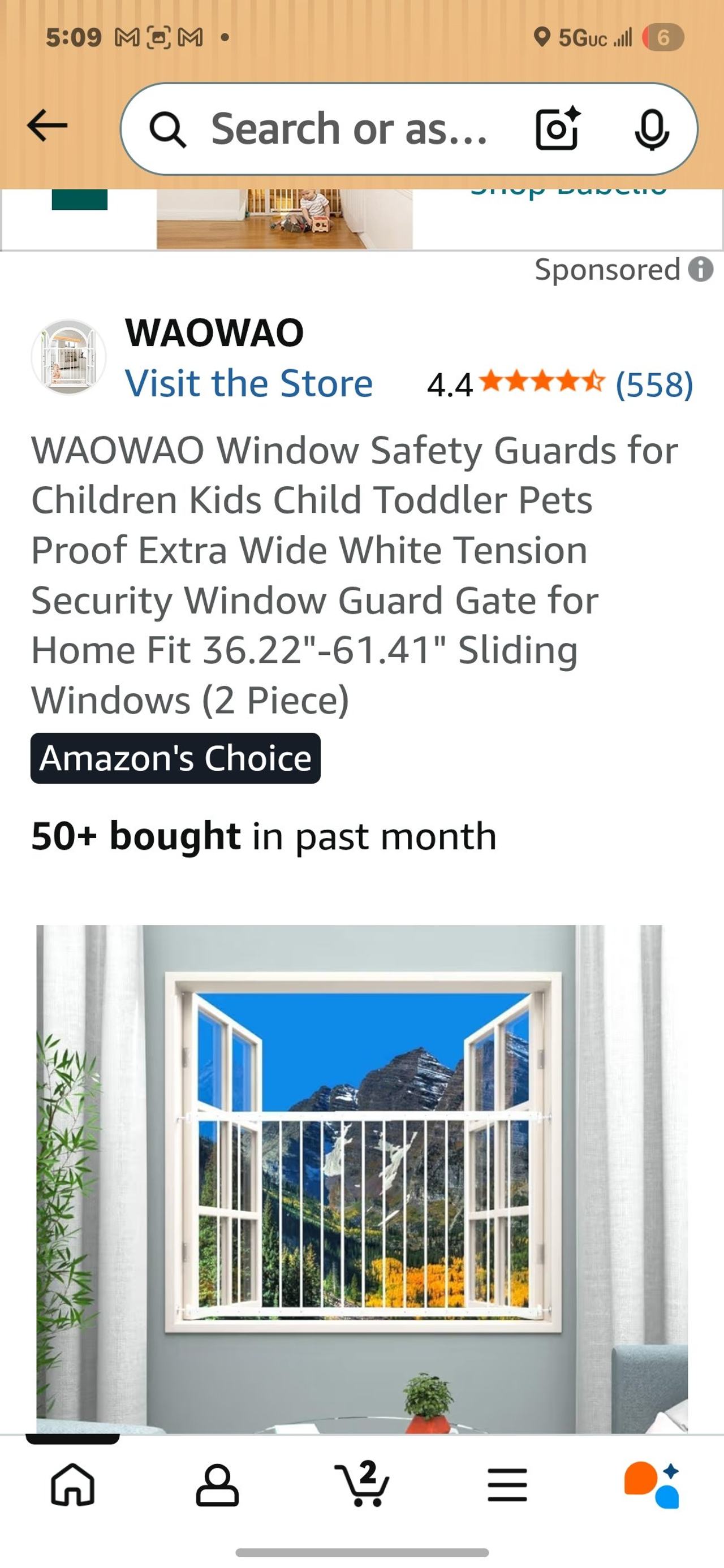 WAOWAO Window Safety Guards for Children 2 Piece Set