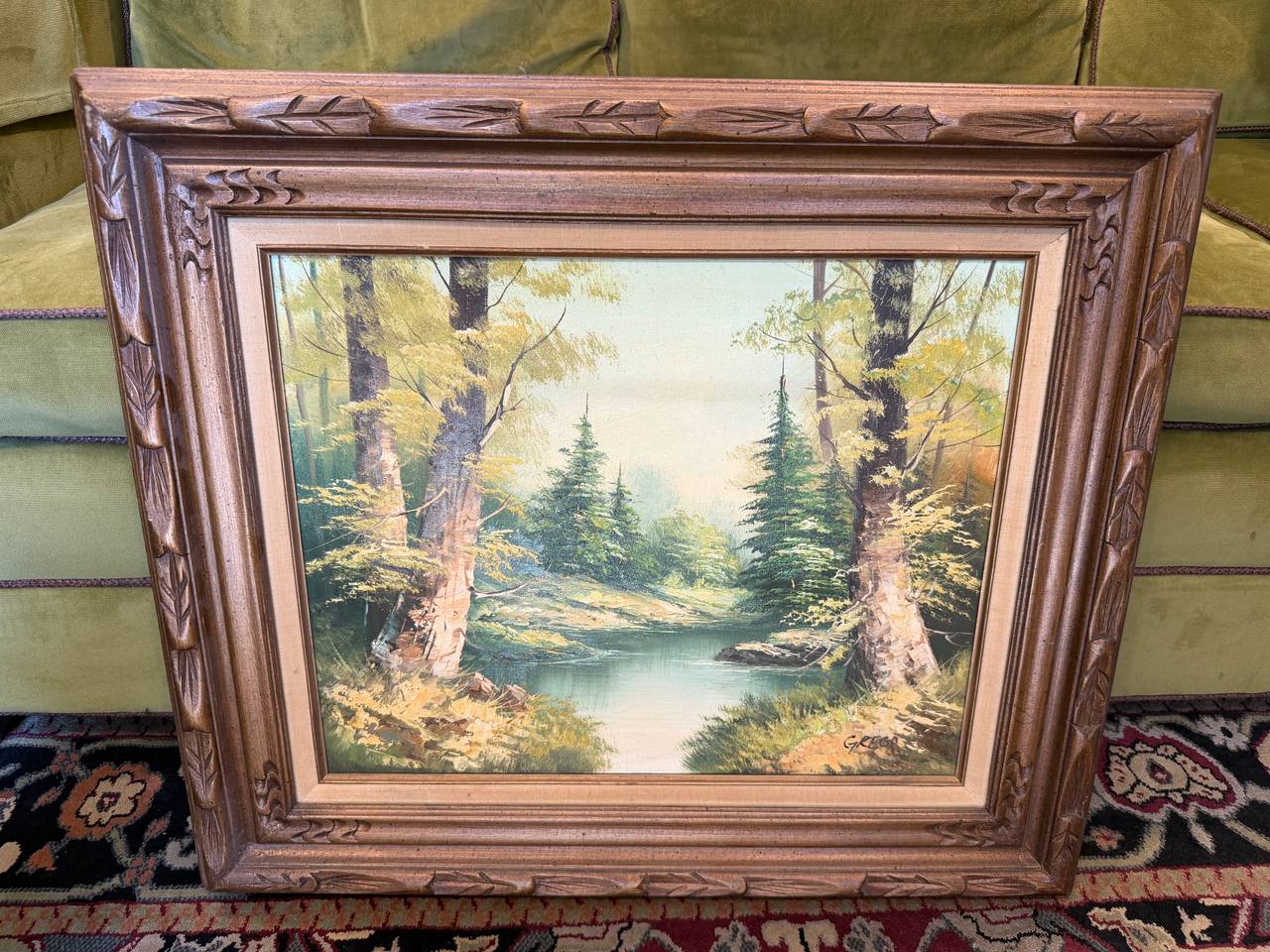 Greco Signed Forest Landscape Oil Painting Canvas Framed Scene Art