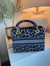 Dior Lady Dior D-Lite Leopard Print Canvas Handbag - Image 3