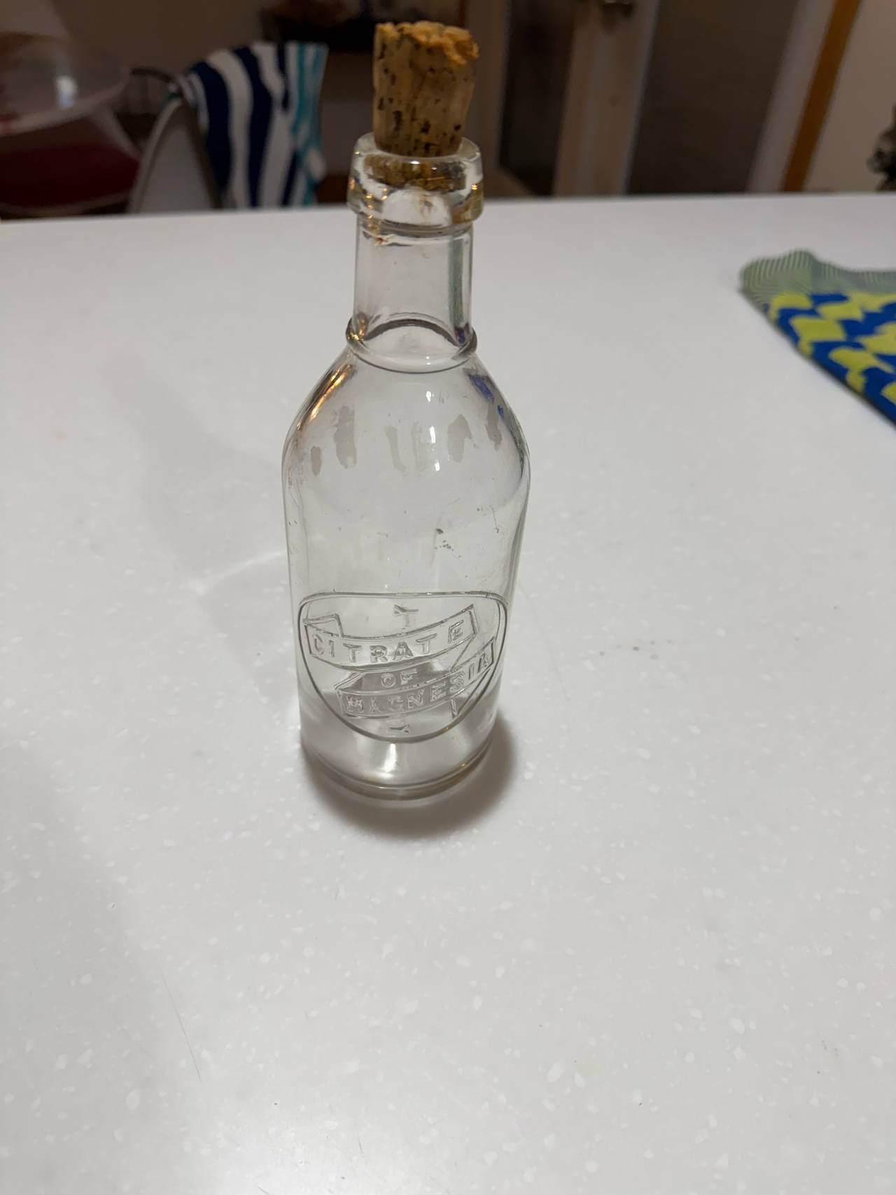 Vintage Citrate of Magnesia Glass Bottle with Cork