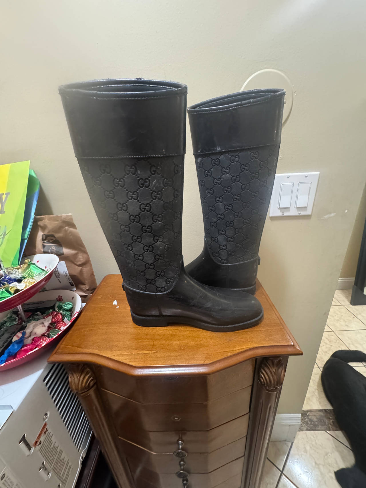 Gucci GG Monogram Rubber Rain Boots