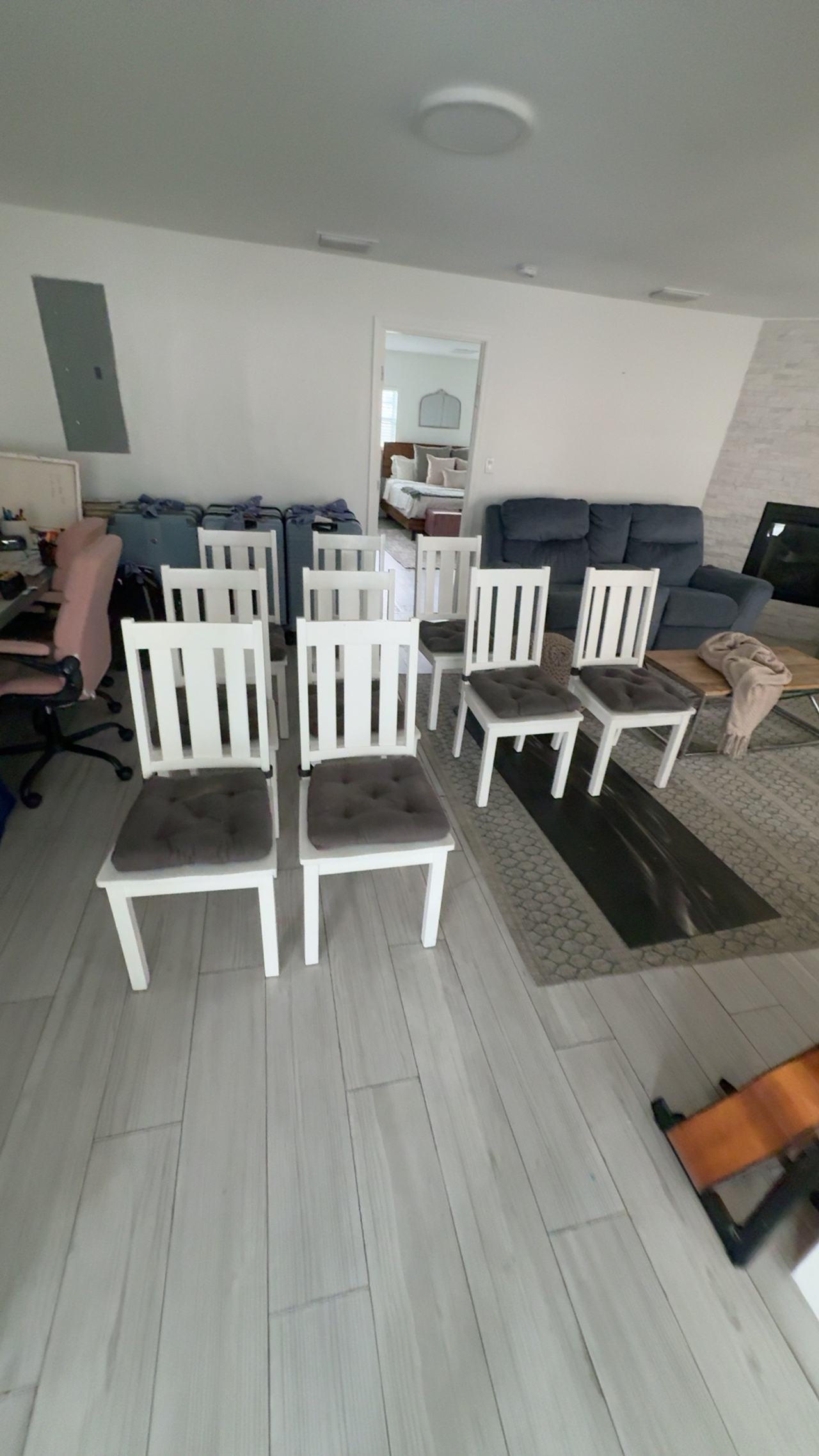 IKEA EKEDALEN Table & 8 Chairs White/Orrsta Light Grey