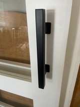 White 3-Lite Glass Double Barn Door with Hardware - Image 2