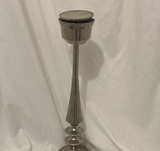 16" Brushed Nickel Modern Pillar Candle Holder - Image 1
