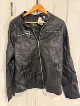 Hard Edge Men's Faux Leather Hooded Racer Jacket Black - Image 1