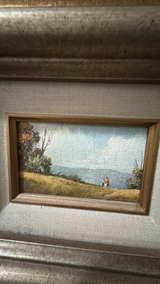 Set of 2 mini Vintage Framed Oil Landscape Painting - Image 3