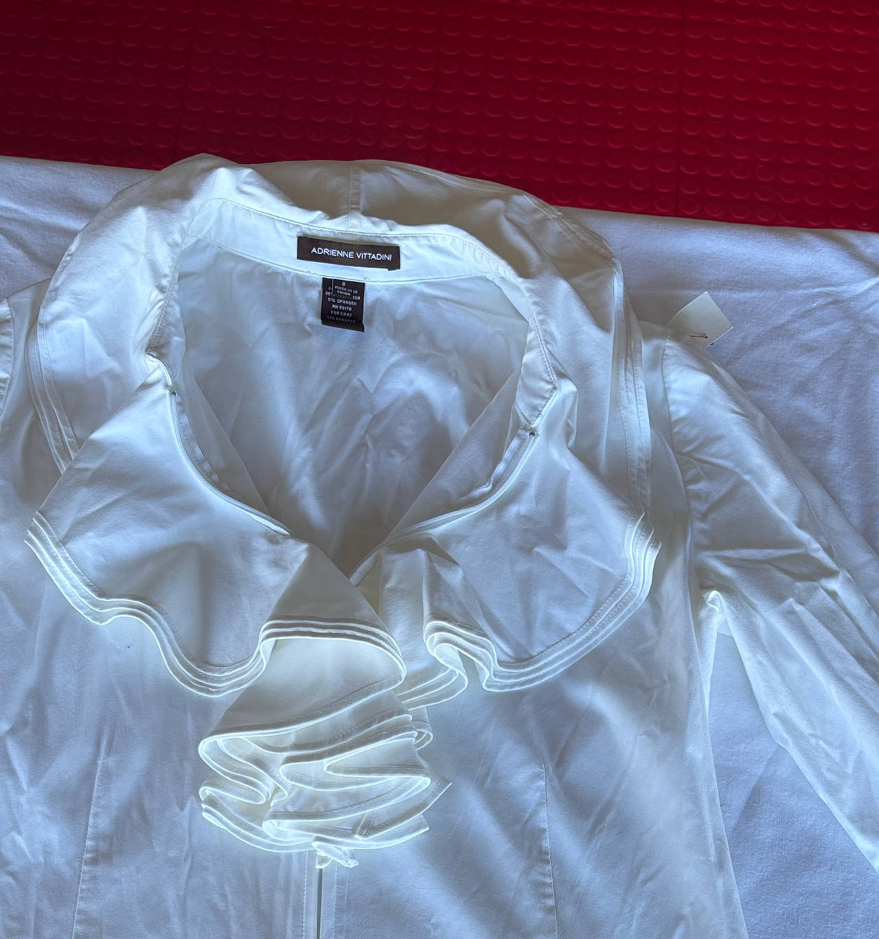 Adrienne Vittadini Ruffle Front Zip Blouse