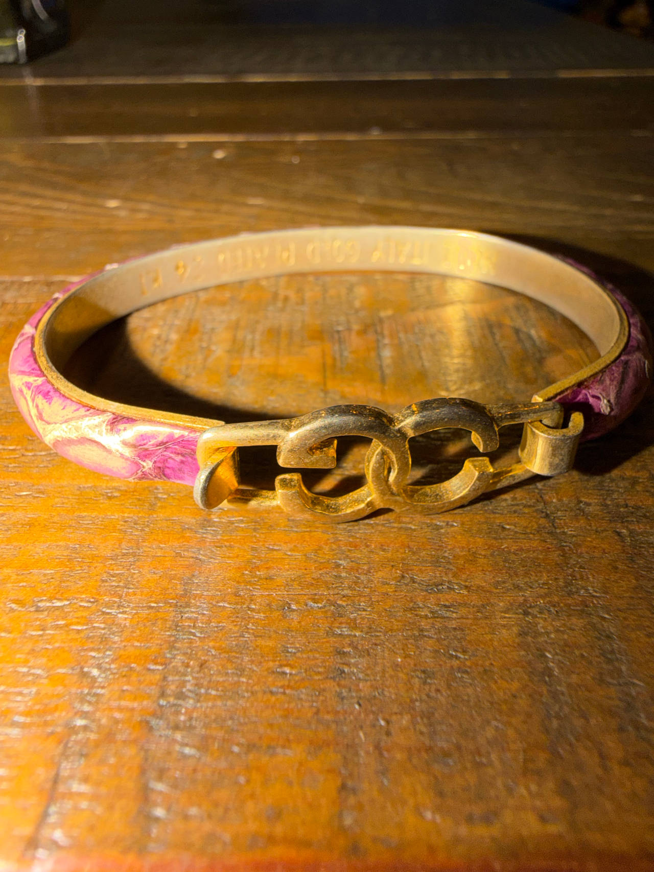 Gucci Vintage 24KT Gold Plated Snakeskin Bangle