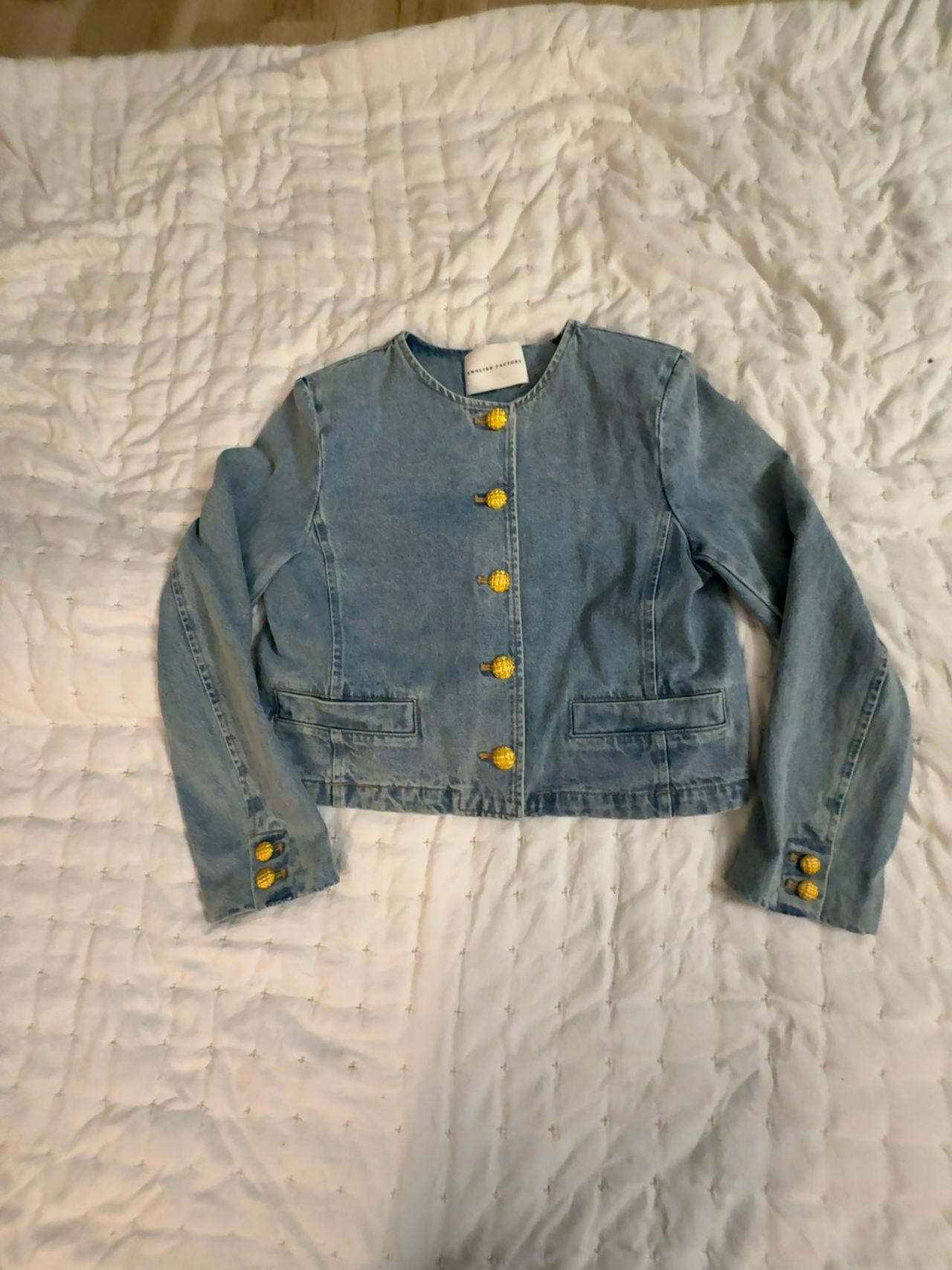 English Factory Collarless Denim Jacket