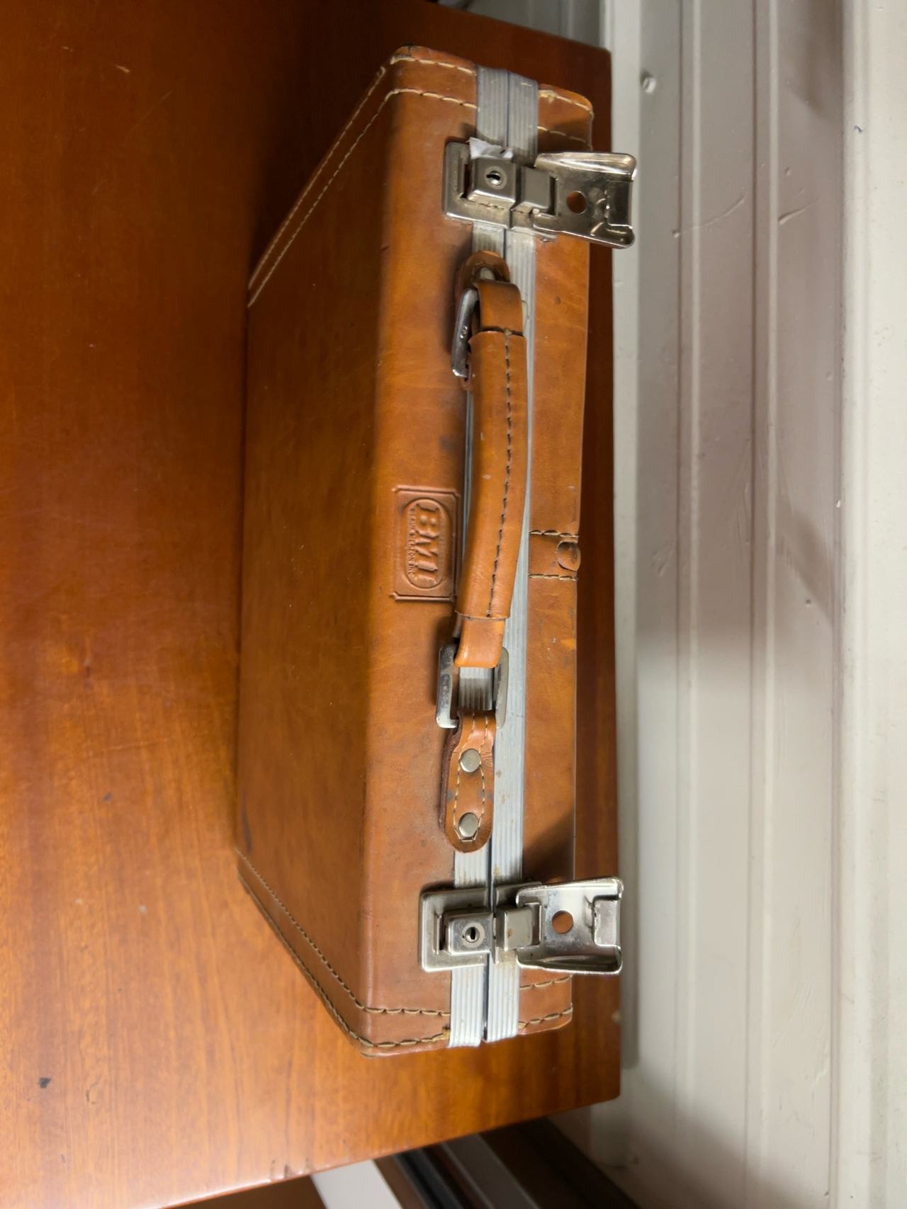 BMI Vintage Light Brown Faux Leather Briefcase It includes 19 cases.
