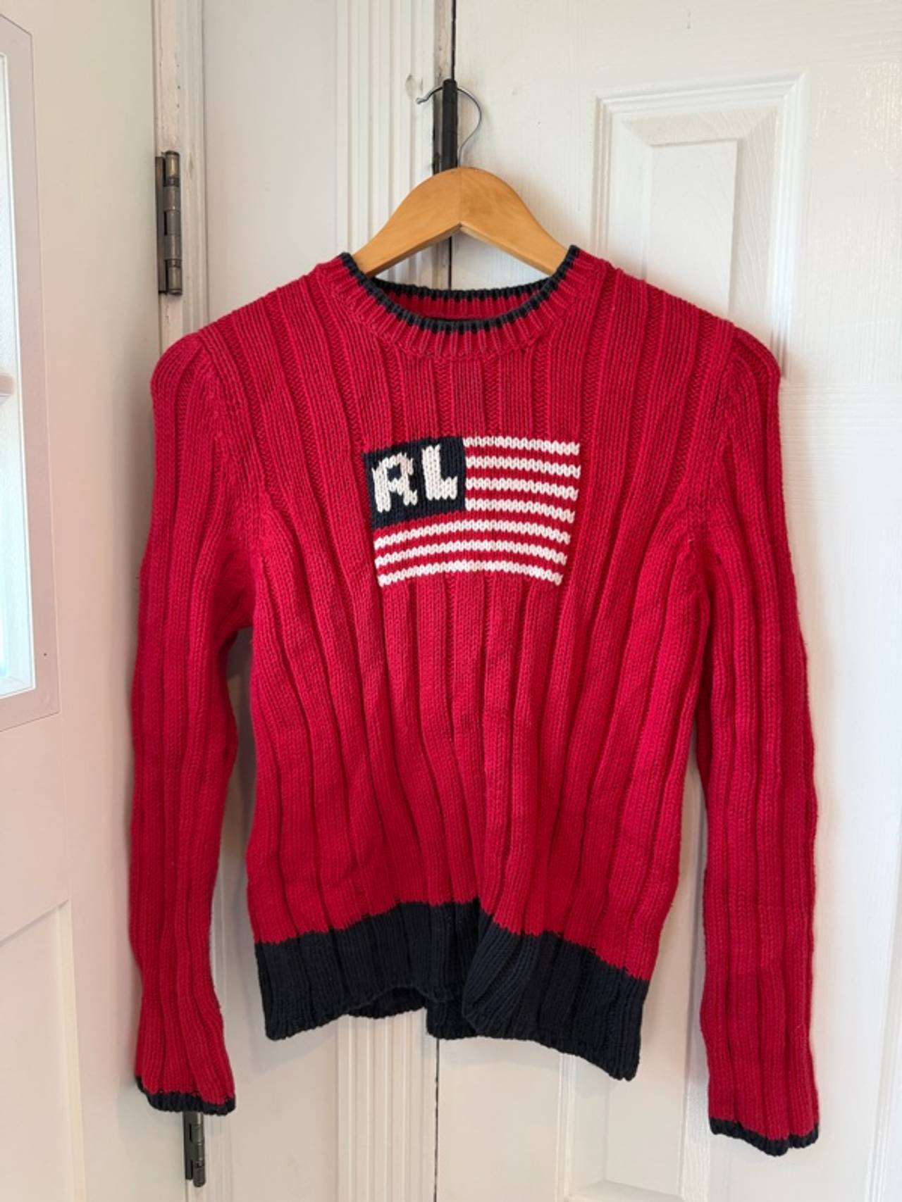 Ralph Lauren Vintage Flag Sweater Red  Knit 