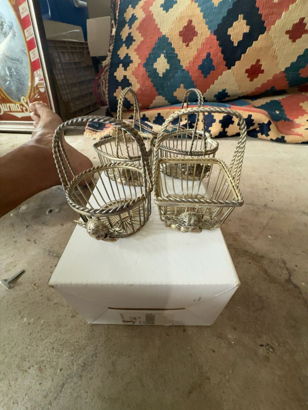 Department 56 Vintage Silver Plated Miniature Wire Basket with Cherub Angel