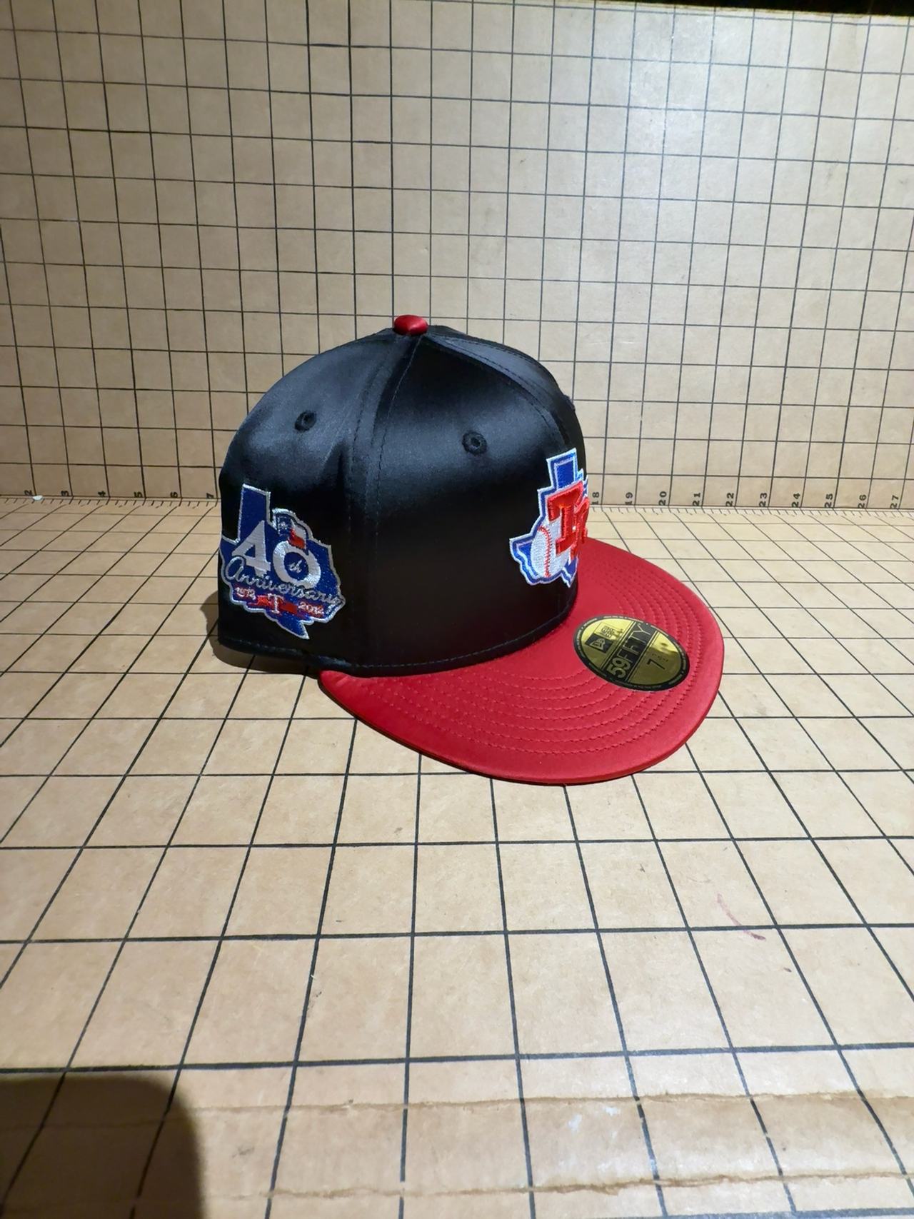 New Era Texas Rangers 59Fifty Black Fitted Hat 40th anniversary size 7 3/4