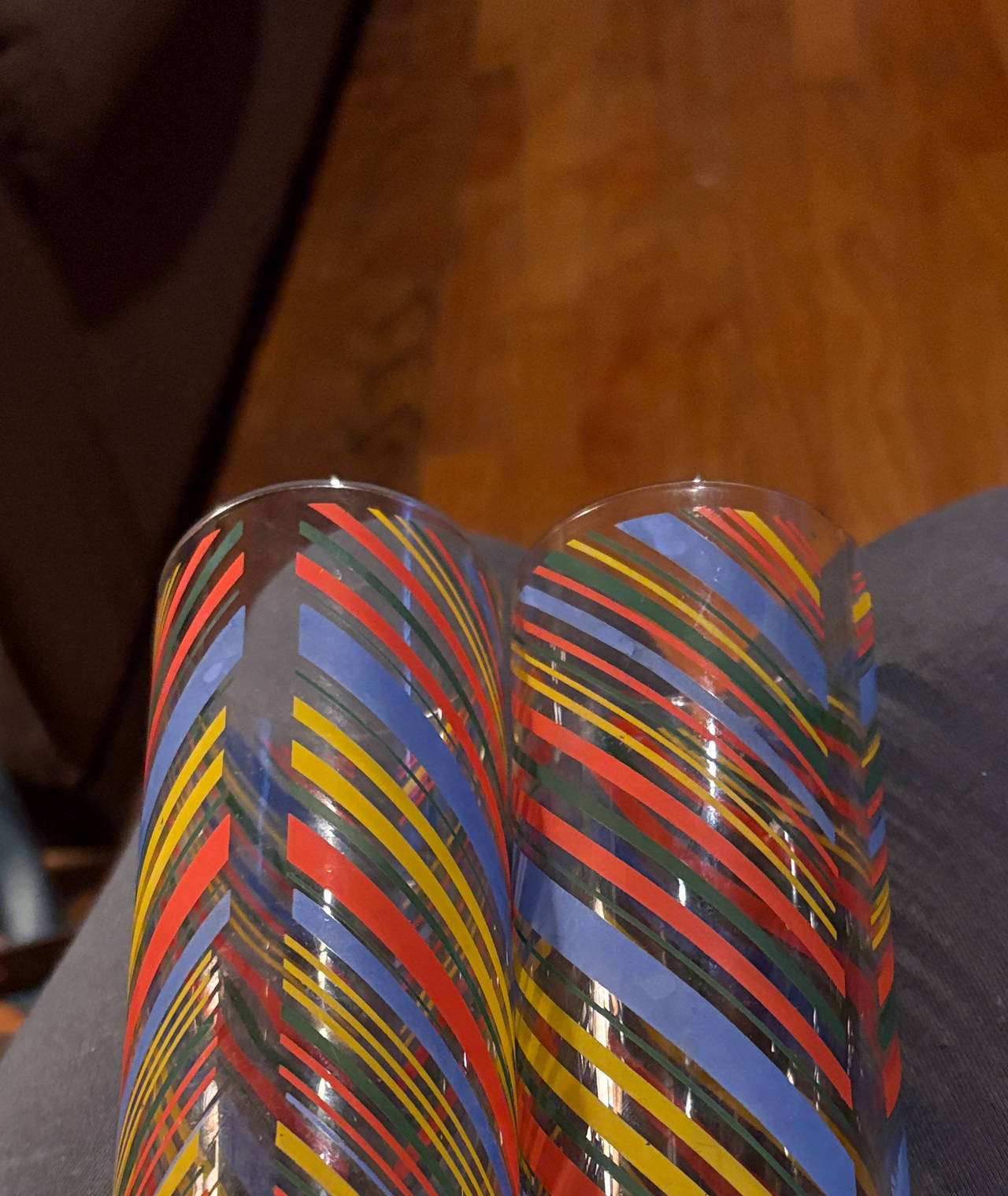 Libbey Vintage Multi-Color Stripe Highball Glasses